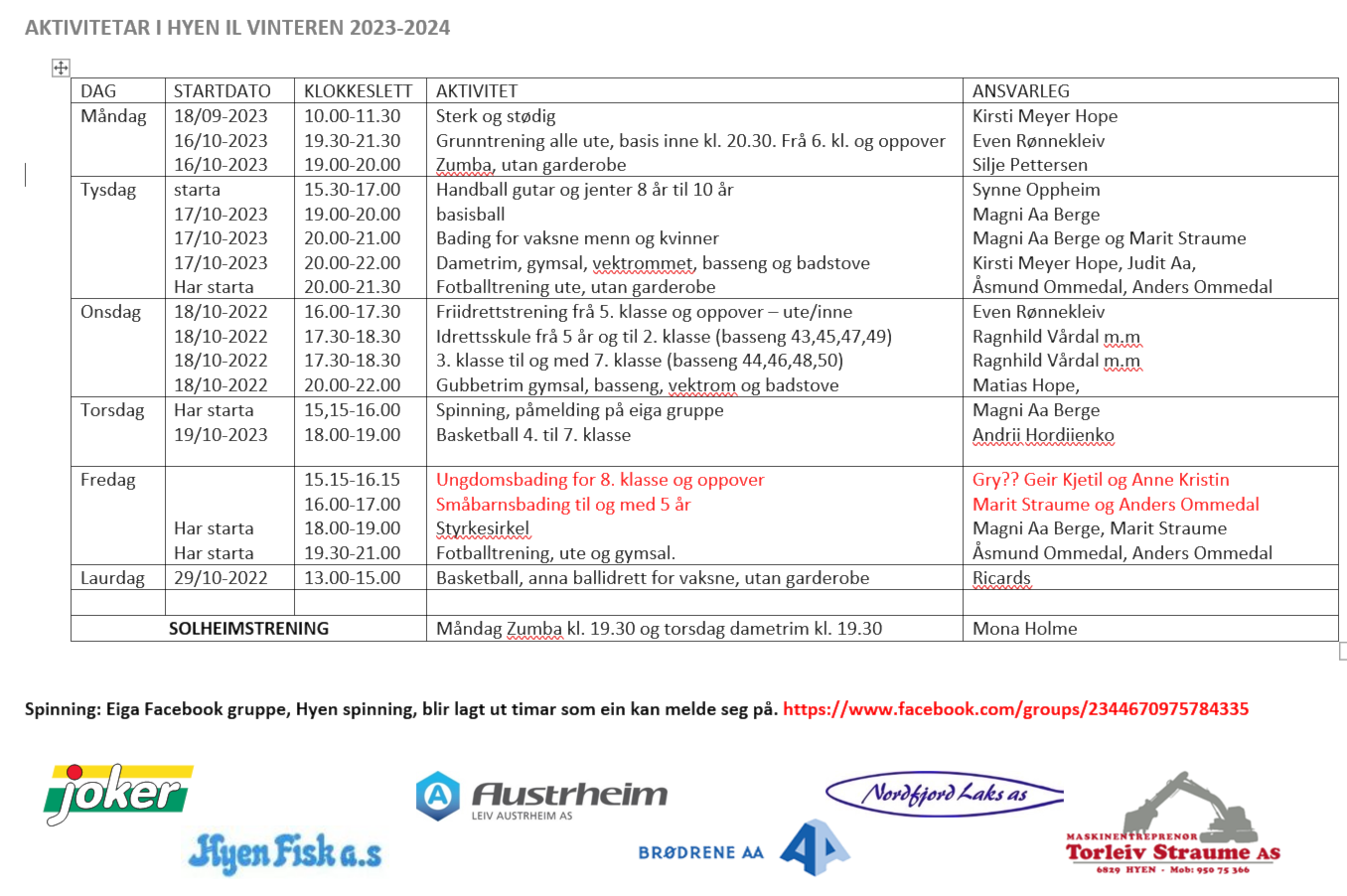Aktivitertar 2023 - 2024